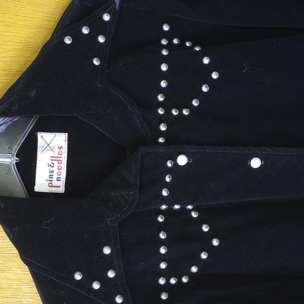 Pins & Needles Medium Black Velvet Jacket with Silver Studs - Picture 2 of 5